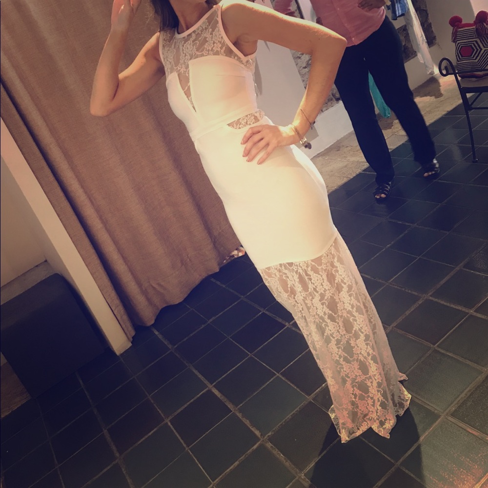 Beautiful White Bandage and Lace Dress